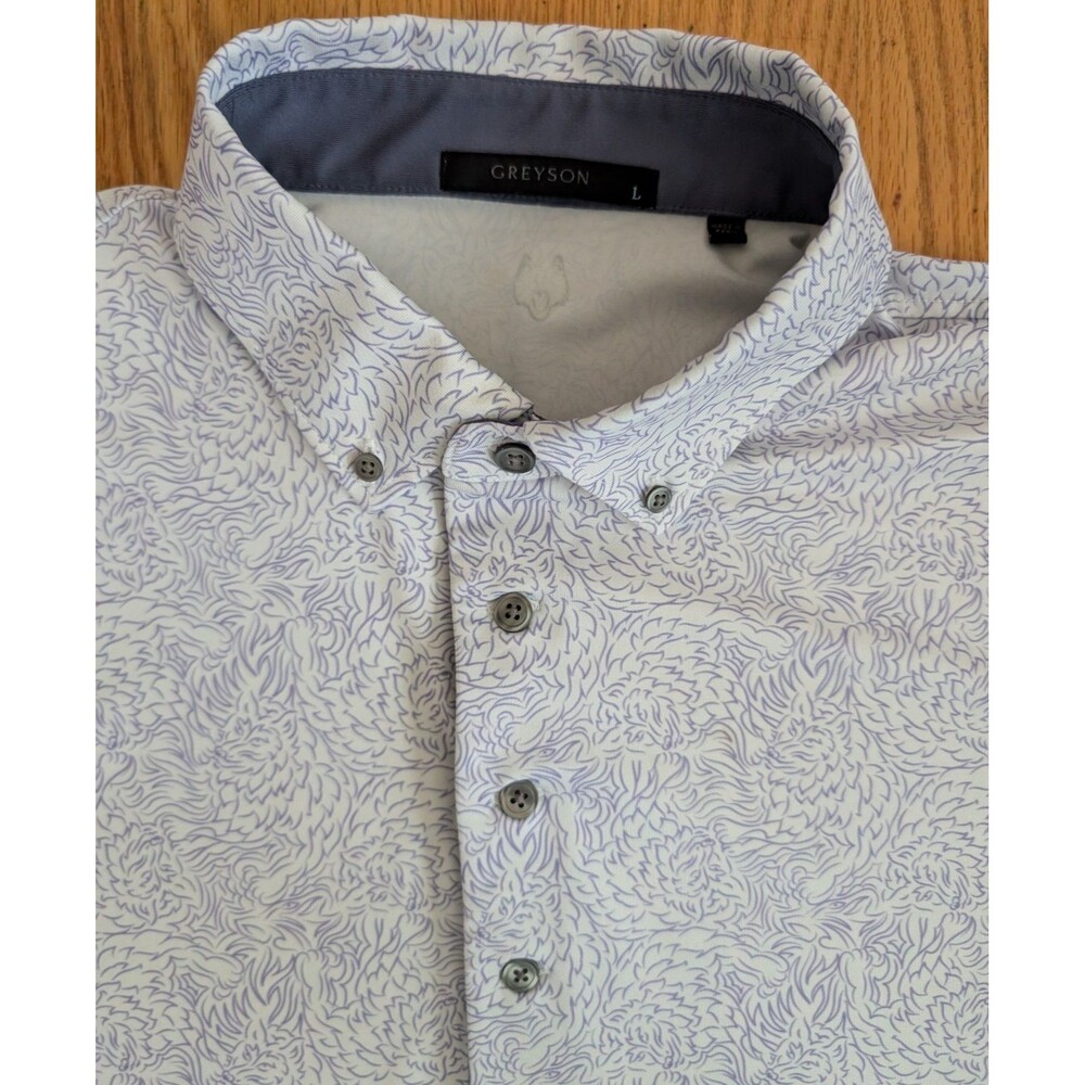 Greyson Golf Polo Shirt Den of Thieves Wolf Print Mens L Jersey All Over Print